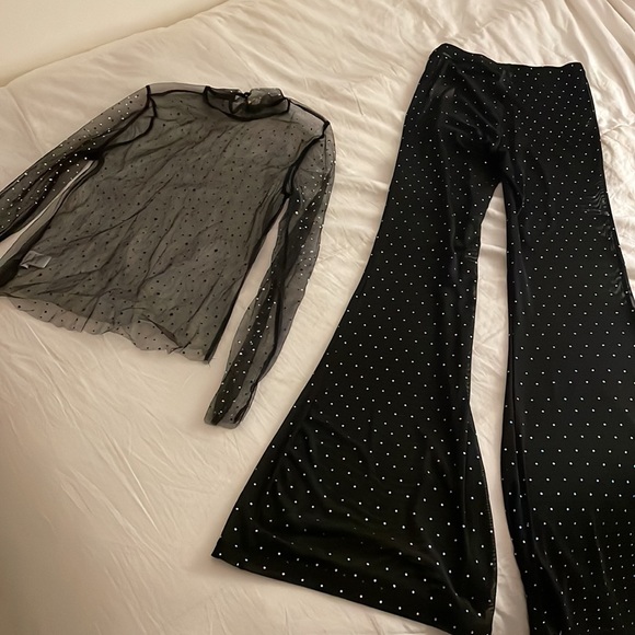 Motel Crystal Flare Pants + Matching Long Sleeve Top - Picture 7 of 8